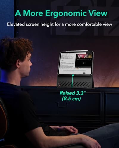 ESR for iPad Pro 11 Inch Case (M4) 2024 5th Gen, Rotating Case with Removable Magnetic Cover, Adjustable Portrait/Landscape Stand with Raised Screen View, 9 Standing Angles, Shift Series, Black - Image 5
