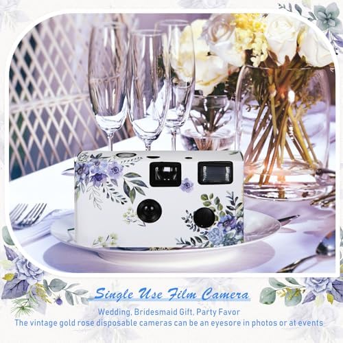 Kanayu 10 Pack Disposable Camera for Wedding Floral 35mm Single Use Film Camera with Flash One Time Use Camera for Anniversary Concert Travel Camp Party Supply Gift Honeymoon(Blue Poppy) - Image 4