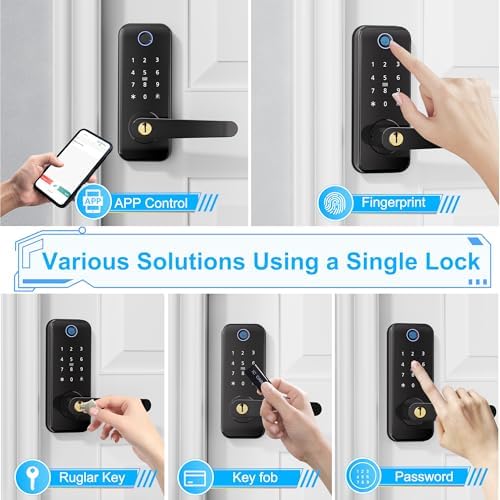 Keyless Entry Fingerprint Smart Door Lock with Handle,Digital Electronic Lock with Touchscreen Keypad,Electric Door Knob for Exterior Interior Entry/Bedroom Front Doors,Built-in WiFi - Image 4