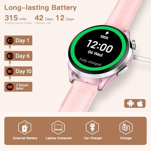 Smart Watch for Women, 1.32" AMOLED Display, Pink Fitness Tracker with Call Function, 170+ Sports Modes, Heart Rate Monitor, 5ATM Waterproof - Image 4