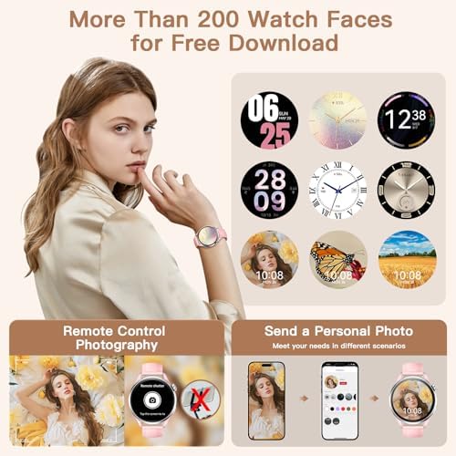 Smart Watch for Women, 1.32" AMOLED Display, Pink Fitness Tracker with Call Function, 170+ Sports Modes, Heart Rate Monitor, 5ATM Waterproof - Image 7