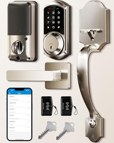 Veise VE06-H Smart Front Door Lock Set, App Control, Keyless Entry Deadbolt with Lever Handle, Electronic Digital Touchscreen Keypad, Auto Lock, Easy Install, Satin Nickel - Image 2